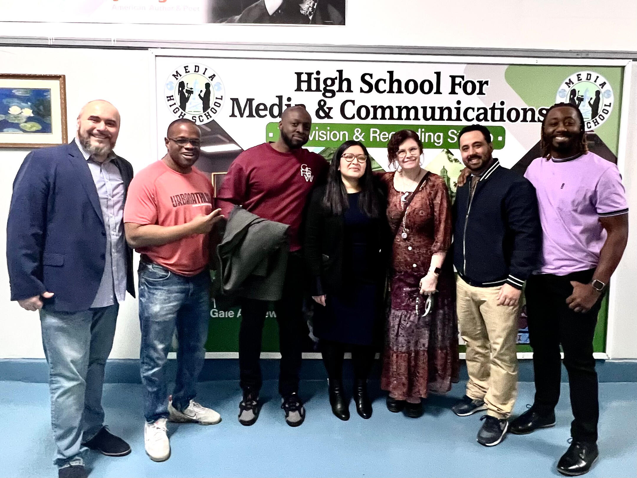 A3Pex Founder Alpha Koroma (Far right Purple Shirt) pictured with a few staff members of Areté Education School of Media and Communications